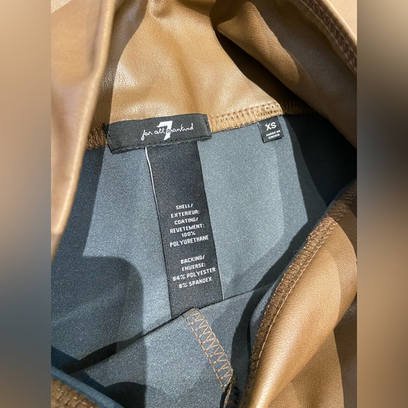 7 For All Mankind faux leather leggings - brown, size XS - Picture 1 of 3